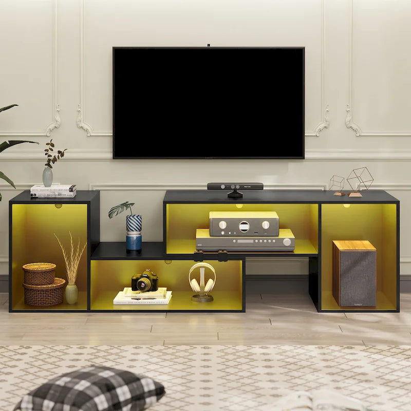 Modern Modular TV Stand with LED Lighting & Open Storage - image 23