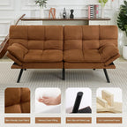 Amazon Basics Brown Loveseat,Convertible Couch Memory Foam Futon Sofa Bed Modern Sleeper Sofa for Small Compact Living Room,Office,Apartment, Linen Fabric - image 7