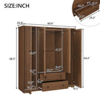 Freestanding 4-Door Wardrobe Armoire with 2 Drawers and Hanging Rods for Clothes Storage - image 19