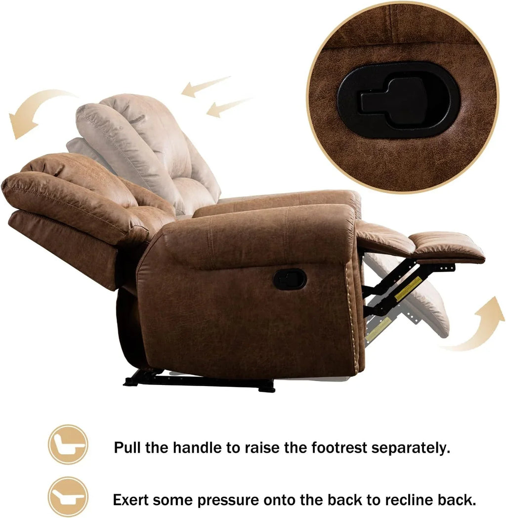 CANMOV Leather Recliner Chair, Classic and Traditional Manual Recliner Chair with Comfortable Arms and Back Single Sofa for Living Room, Nut Brown - image 53