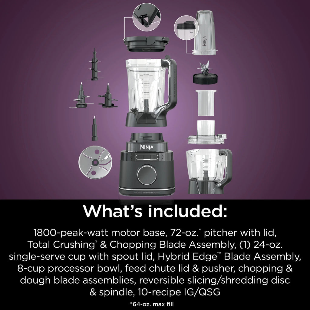 Ninja Detect Kitchen System Power Blender + Processor with Blend Sense Technology, Silver, TB400 - image 31