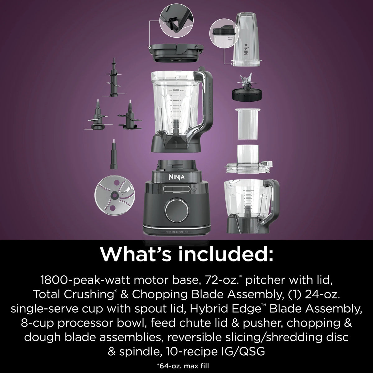 Ninja Detect Kitchen System Power Blender + Processor with Blend Sense Technology, Silver, TB400 - image 31