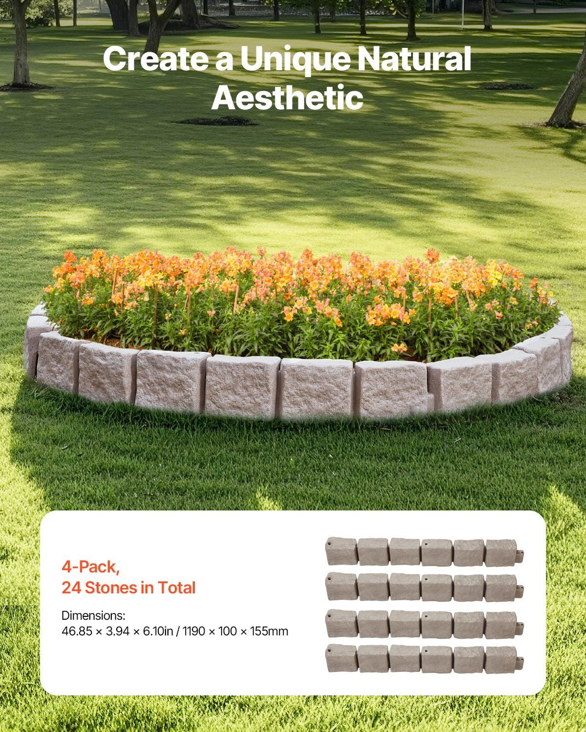 Fake Stone Landscape Edging 46.8x3.9 in Lawn Edging Border Fade - Resistant No Dig - image 3