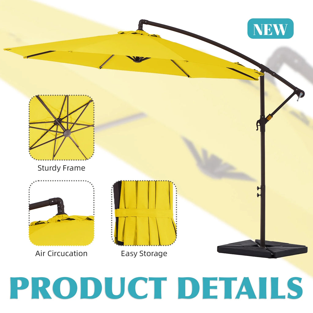 JUSTLET 10ft Heavy Duty Patio Hanging Offset Cantilever Patio Umbrella W/ 4-Piece Base Included Included, Beige - image 46