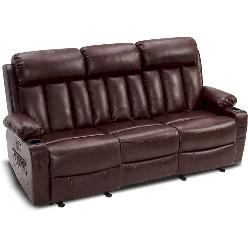 MCombo Faux Leather Electric Reclining Sofa with Heat and Massage - Models 6095/6075/6077 - image 36