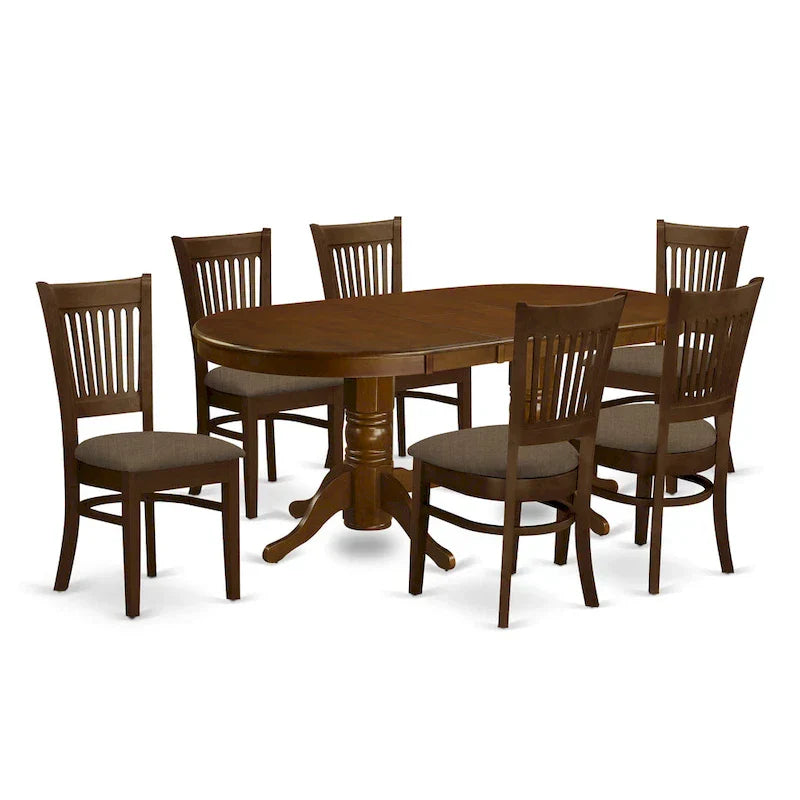 East West Furniture 7-Piece Oval Dining Set - Espresso Wooden Table with 6 Matching Chairs (Customizable Seat Options) - image 2