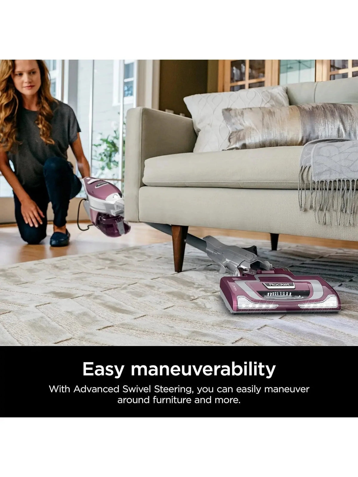 Shark Rocket Deluxe Pro Corded Stick Vacuum, Lightweight, XL Dust Cup, LED Headlights, Pet Hair Tools, Bordeaux/Silver - image 2