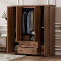 Freestanding 4-Door Wardrobe Armoire with 2 Drawers and Hanging Rods for Clothes Storage - image 2