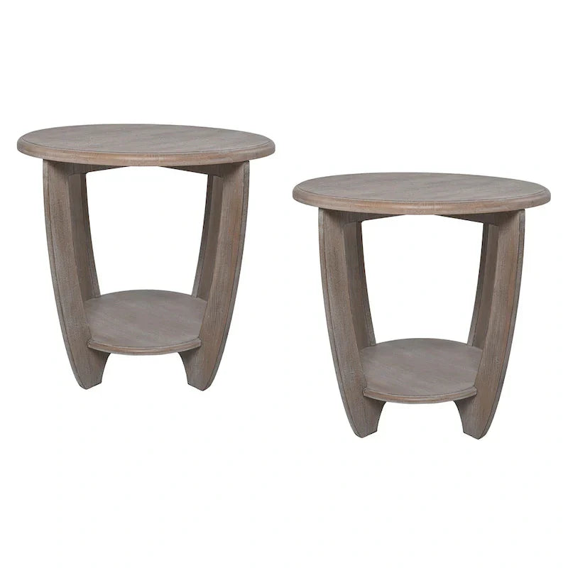 COZAYH Set of 2 Rustic Farmhouse End Tables with Storage Shelf - Vintage Grey French Country Accent Side Tables - image 1