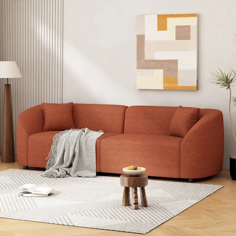 87.5 Boucle Curved 3-Seater Sofa with Sculptural Ergonomics - image 12