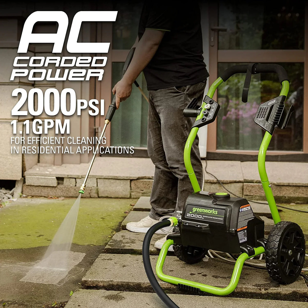 Greenworks 2000 PS at I 1.1 GPM Cold Water Electric Pressure Washer 5111802 - image 4