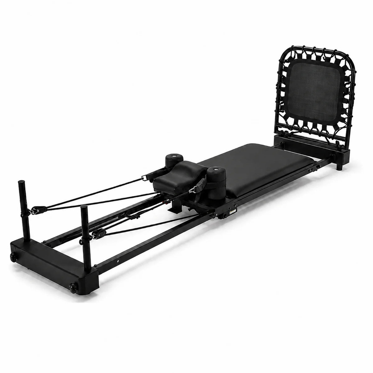 Folding Pilates Reformer Exercise Machine Black Steel Home Workout Equipment 86 x 21 x 26 in - image 1