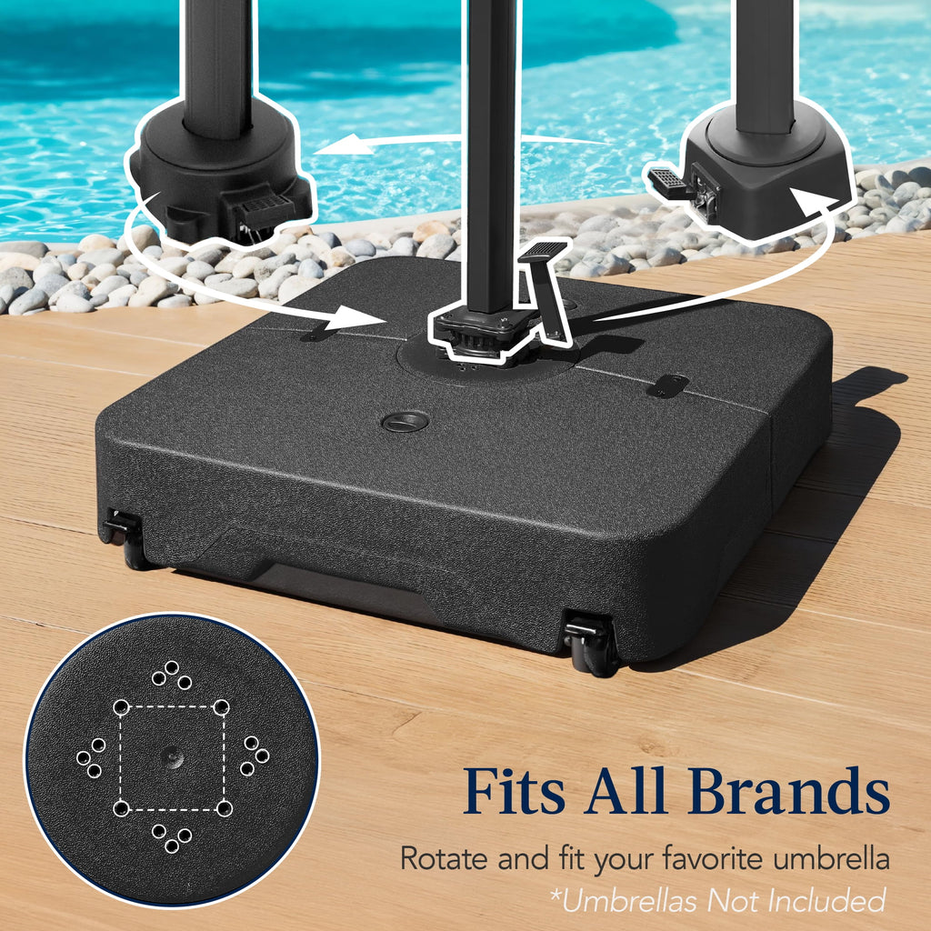 Best Choice Products Heavy-Duty Outdoor Cantilever Base Stand w/ Wheels, Locks, Fillable 330lb Capacity - Black - image 7