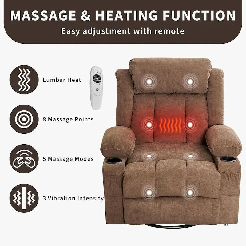 Recliner Chair, Rocking Chairs with Massage and Heat, Side Pockets and Cup Holder - image 23