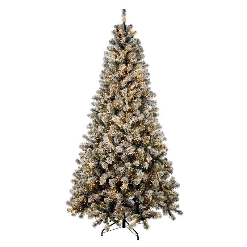 (B36) Pre-Lit LED Flocked Monterey Fir Tree, 7', Green, Sold by at Home - image 1