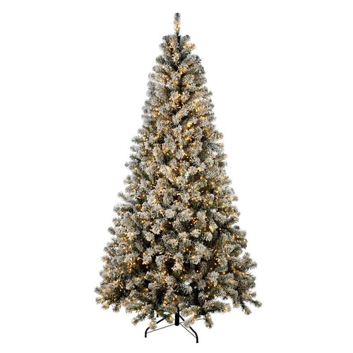 (B36) Pre-Lit LED Flocked Monterey Fir Tree, 7', Green, Sold by at Home - image 1