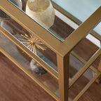 Jensen Gold Metal Console Table with Glass Shelves by SEI Furniture - Narrow Design - image 2