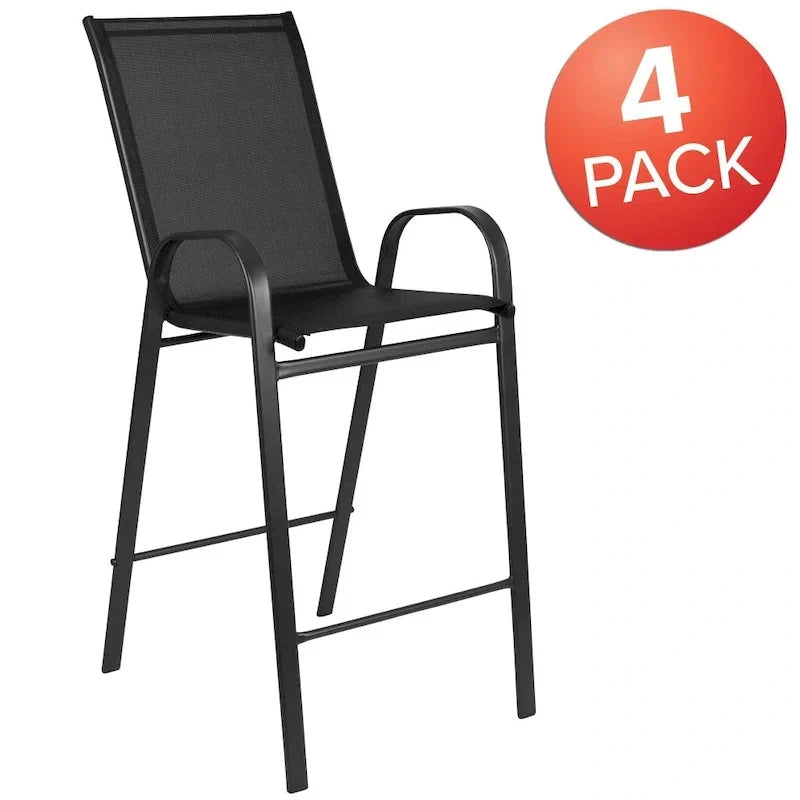 Set of 4 Outdoor Barstools with Flexible Comfort Material - Patio Seating - image 5