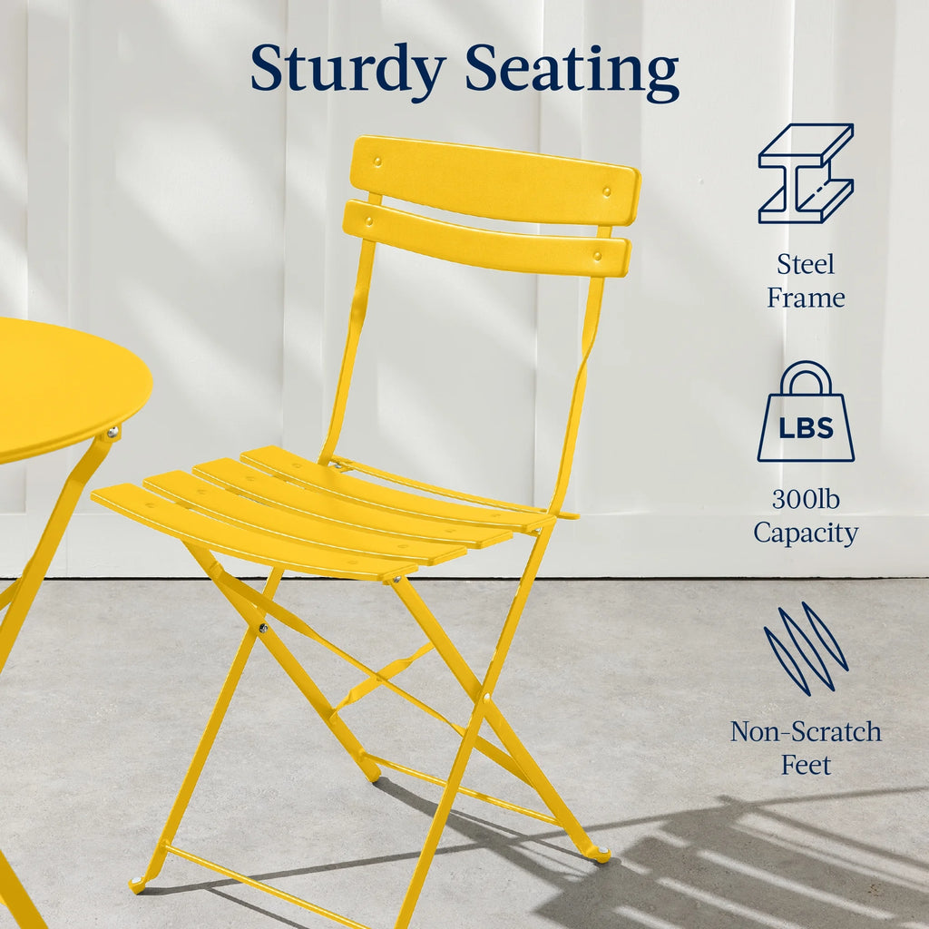 Best Choice Products 3-Piece Small Bistro Set, Folding Patio Furniture Set of 2 Chairs and Table - Black - image 123