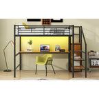 Complete Loft Bed Set with Desk, Storage Staircase, Compact Wardrobe, and LED Lighting - image 7