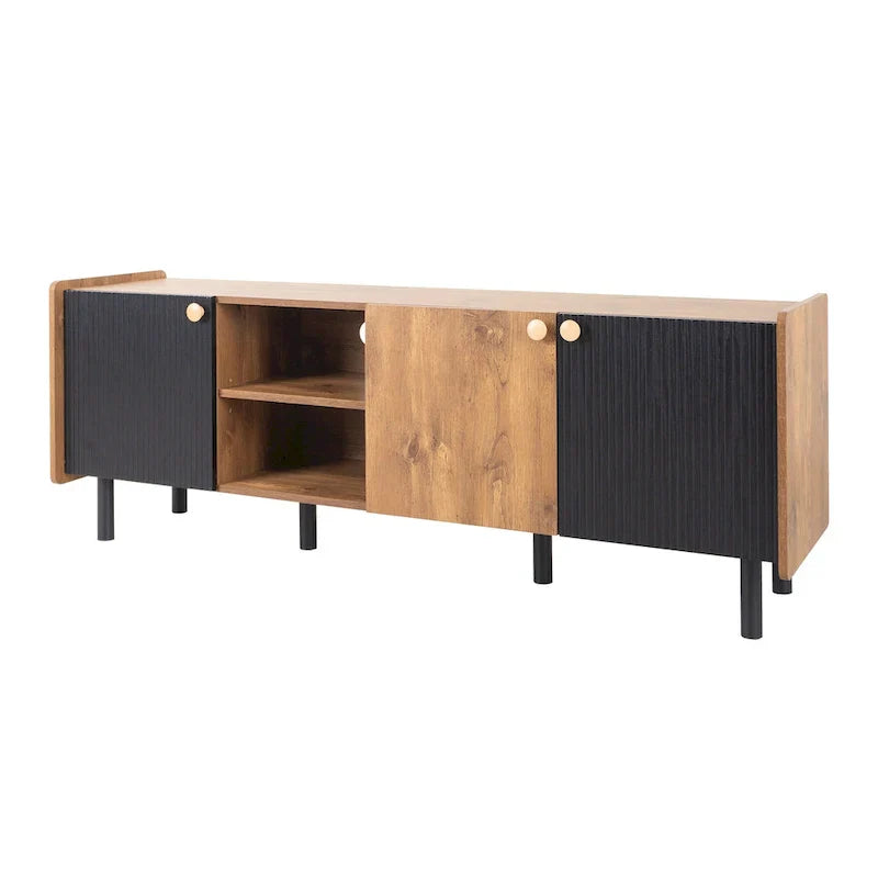 Mid-Century Modern TV Stand with 3 Cabinets - Media Console for TVs up to 70 inches, Stylish Entertainment Center with Storage for Living Room - image 15