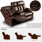MCombo Faux Leather Electric Reclining Sofa with Heat and Massage - Models 6095/6075/6077 - image 33