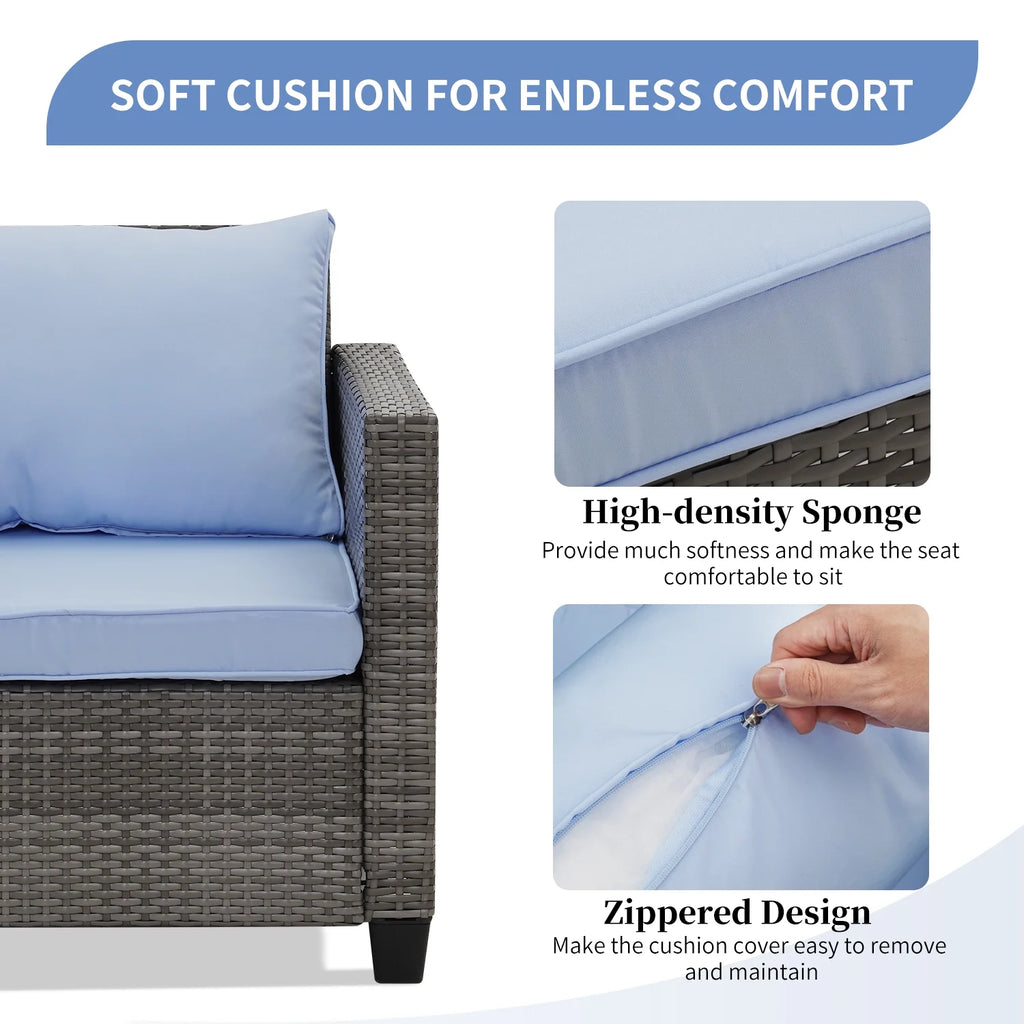 Ainfox 7 Pcs Outdoor Patio Furniture Sofa Set on Sale, Grey Rattan Grey Cushion - image 45