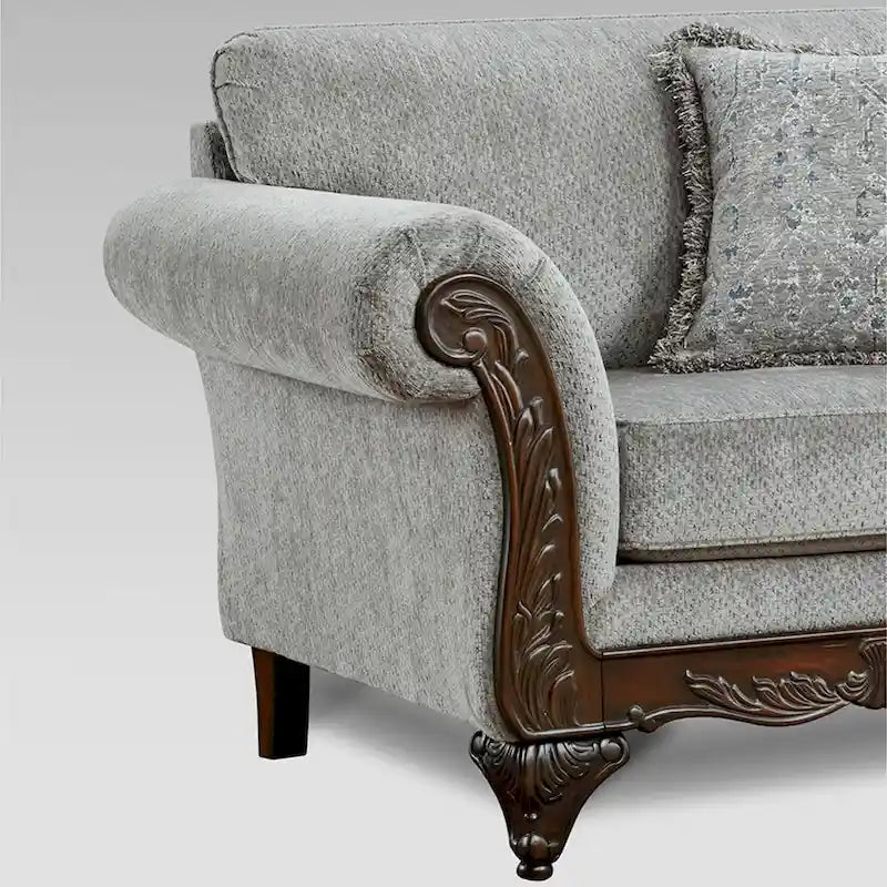 Roundhill Furniture Hernen Carved Wooden Frame Loveseat - image 4