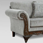 Roundhill Furniture Hernen Carved Wooden Frame Loveseat - image 4
