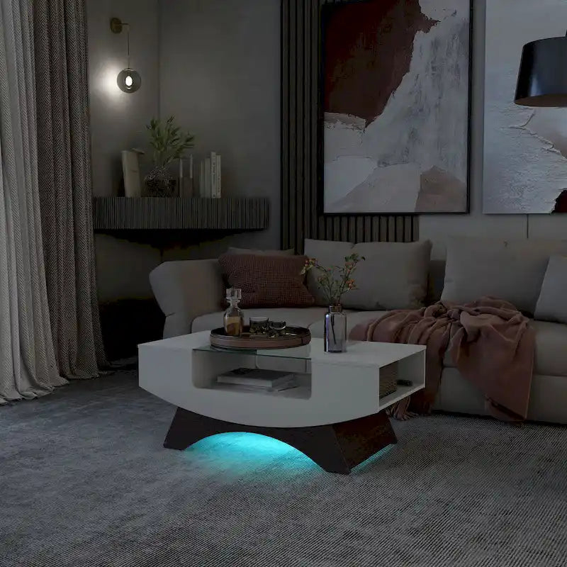 Angelic Contemporary Storage Coffee Table with Glass Insert by Furniture of America - image 11