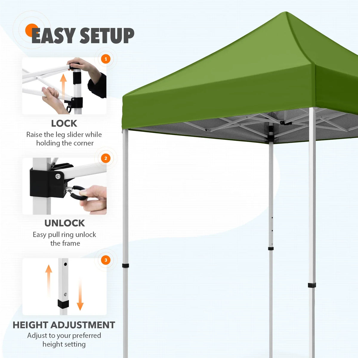EAGLE PEAK 5x5 Pop up Canopy Tent Instant Outdoor Canopy Easy Set - up Straight Leg Folding Shelter（blue） - image 115