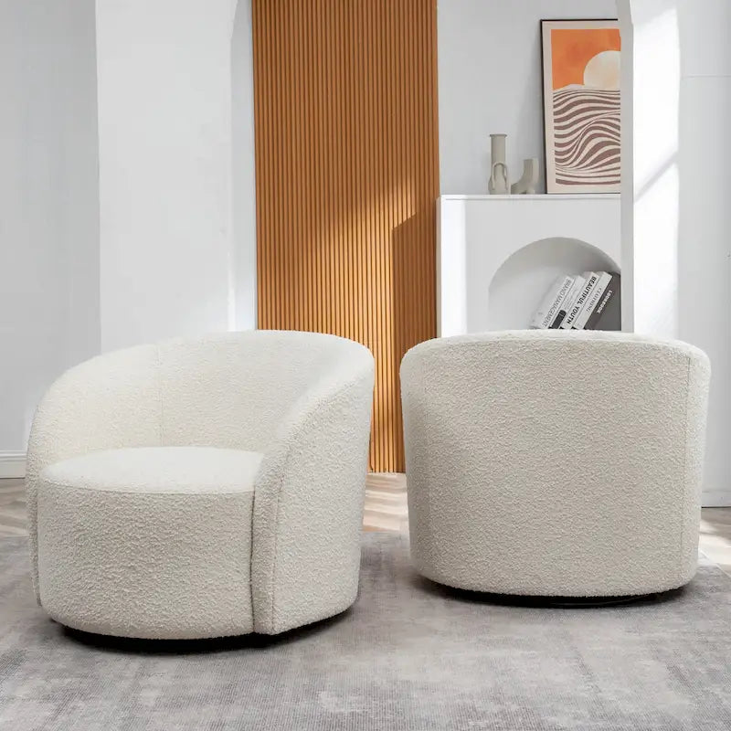 Set of 2 KINWELL 34-Inch Wide Upholstered Swivel Barrel Chairs - image 15