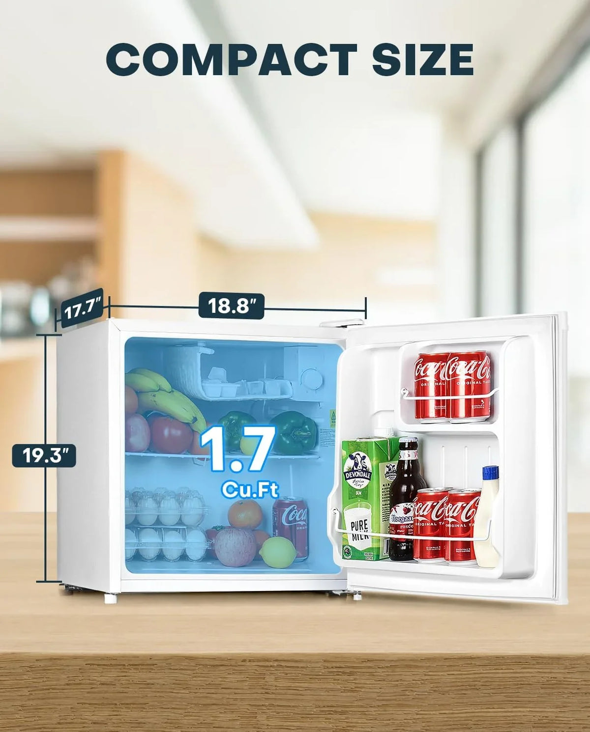 Upstreman 1.7 Cu.ft Mini Fridge with Freezer, Dorm Essentials, Adjustable Thermostat, Energy Saving, Low Noise, Single Door Compact Refrigerator for Dorm, Office, Bedroom, Red-FR17 - image 11