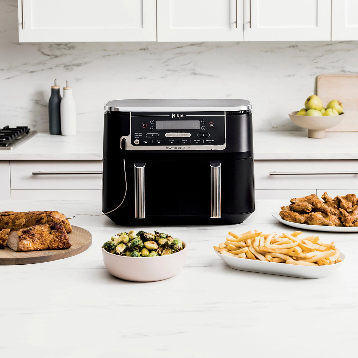 Ninja - Foodi 6-in-1 10-qt. XL 2-Basket Air Fryer with DualZone Technology and Smart Cook System - Black - image 2