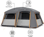CORE Straight Wall Cabin Tents / 10 Person / 11 Person / 12 Person Large Multi Room Family Tents for Car Camping & Outdoor Adventures - image 6