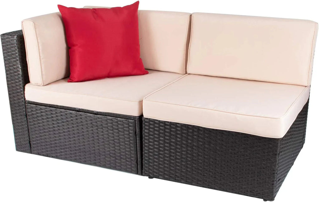 Devoko 5 Pieces Patio Furniture Sets All Weather Outdoor Sectional Patio Sofa Manual Weaving Wicker Rattan Patio Seating Sofas with Cushion and Glass Table(Beige) - image 29