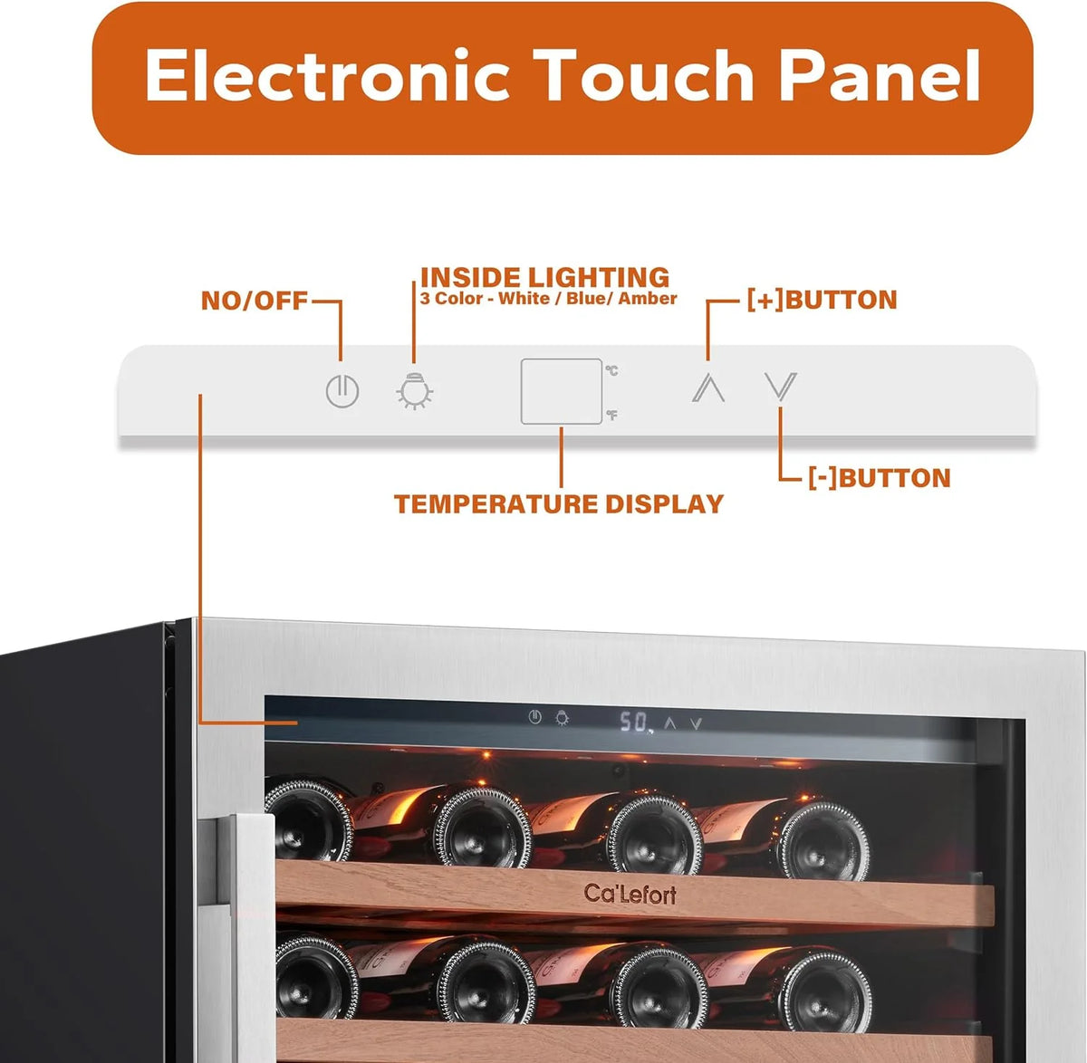 24'' Wine Cooler Refrigerator - 46 Bottle Wine Fridge Dual Zone with Modern Touch Intelligent Digital 40°-65°F Low Noise, Built in or Freestanding Wine Cooler for Home and Kitchen - image 27