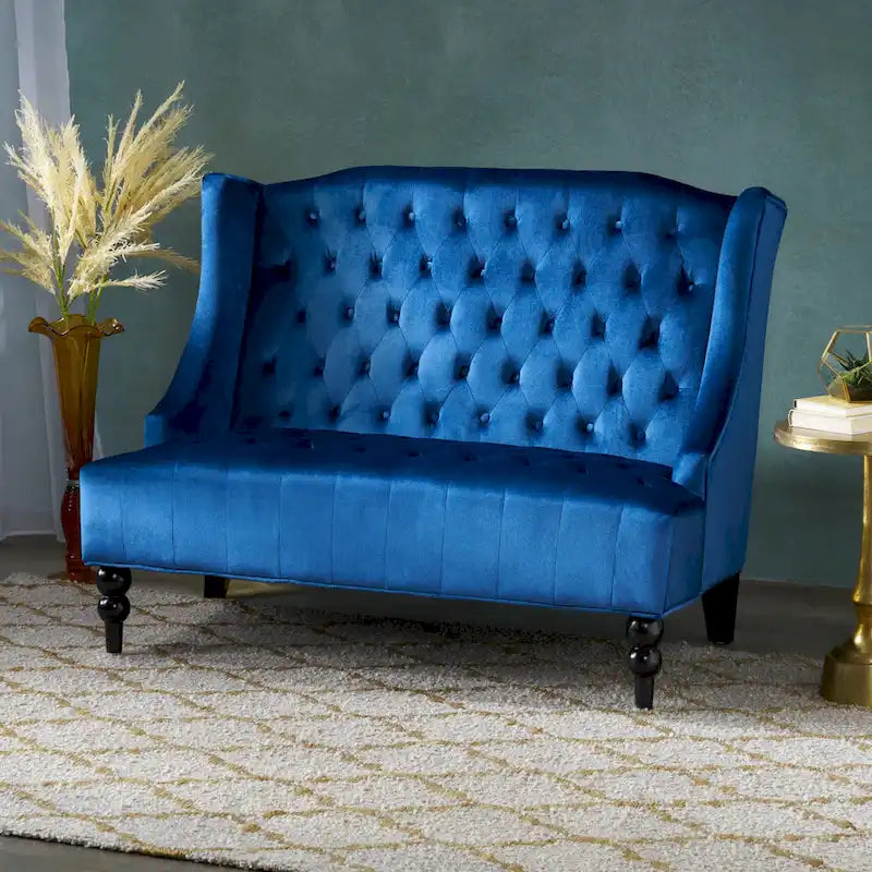 Christopher Knight Home Leora Contemporary Glam Tufted Velvet Wingback Loveseat - image 3