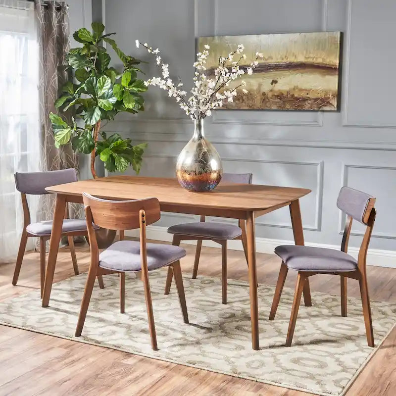 Christopher Knight Home Alma Mid-Century 5-Piece Wooden Rectangular Dining Set - image 4