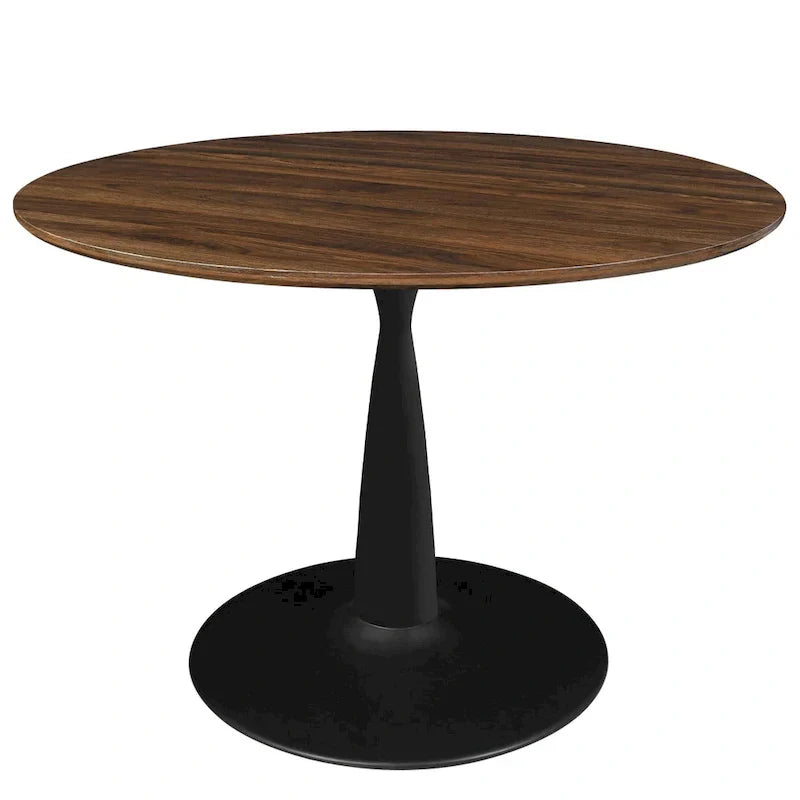Round Walnut Finish Dining Table - image 3