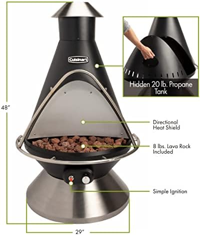 COH-600 Propane Fire Pit, Patio Heater with Tip-Over Safety Switch, 8 lbs. Lava Rocks Included, 31" x 31" x 48" - image 5