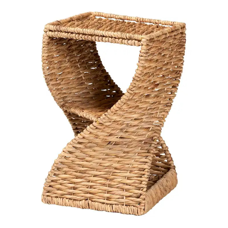 Pelleas Contemporary Bohemian Natural Brown Seagrass and Wood Side Table - image 2
