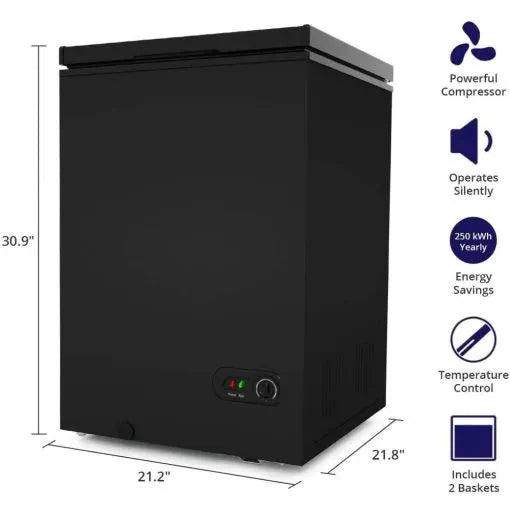 Northair 3.5 Cu Ft Chest Freezer, Black – Quiet Compressor, 2 Removable Baskets, 7 Temp Settings - image 2