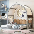 Gray Twin Bed with Arched Canopy and Trundle - image 2