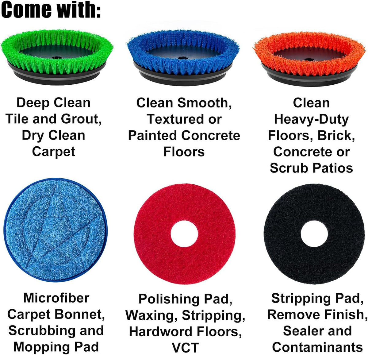 Commercial Floor Scrubber Machine with Brushes and Pads, Heavy Duty Floor Buffer Polisher and Cleaner- Deep Cleaning Tile and Grout, Hardwood Floors and Carpets without Getting on Hands and Knees - image 3