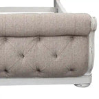 Antique White King Sleigh Bed with Upholstered Design from Magnolia Manor - image 7