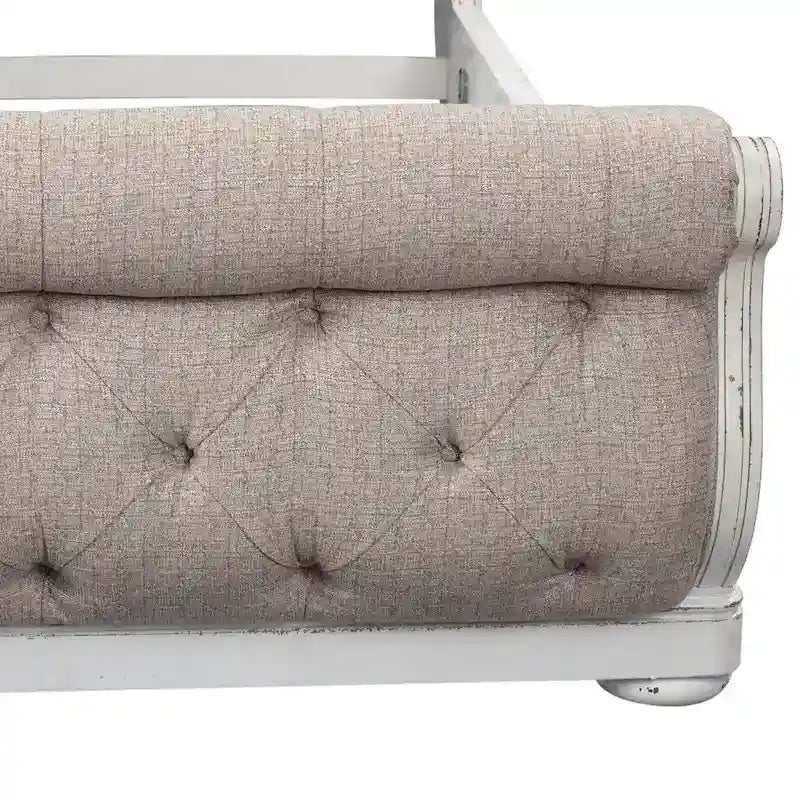 Antique White King Sleigh Bed with Upholstered Design from Magnolia Manor - image 7