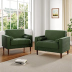Set of 2 Modern Wide Armchairs in Corduroy - Accent Chairs - image 1