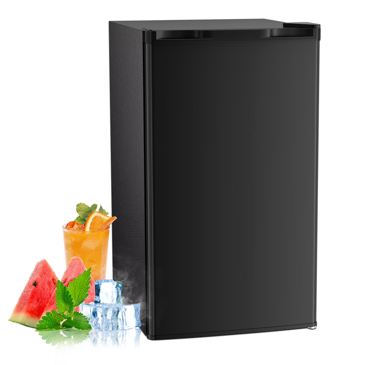 WAA 3.2 Cu.Ft Mini Fridge with Freezer,Single Reversible Door Compact Refrigerator,Adjustable Thermostat,2 Removable Shelves,Small Dorm Fridge for Bedroom,Office,Kitchen,Dorm,Black - image 1