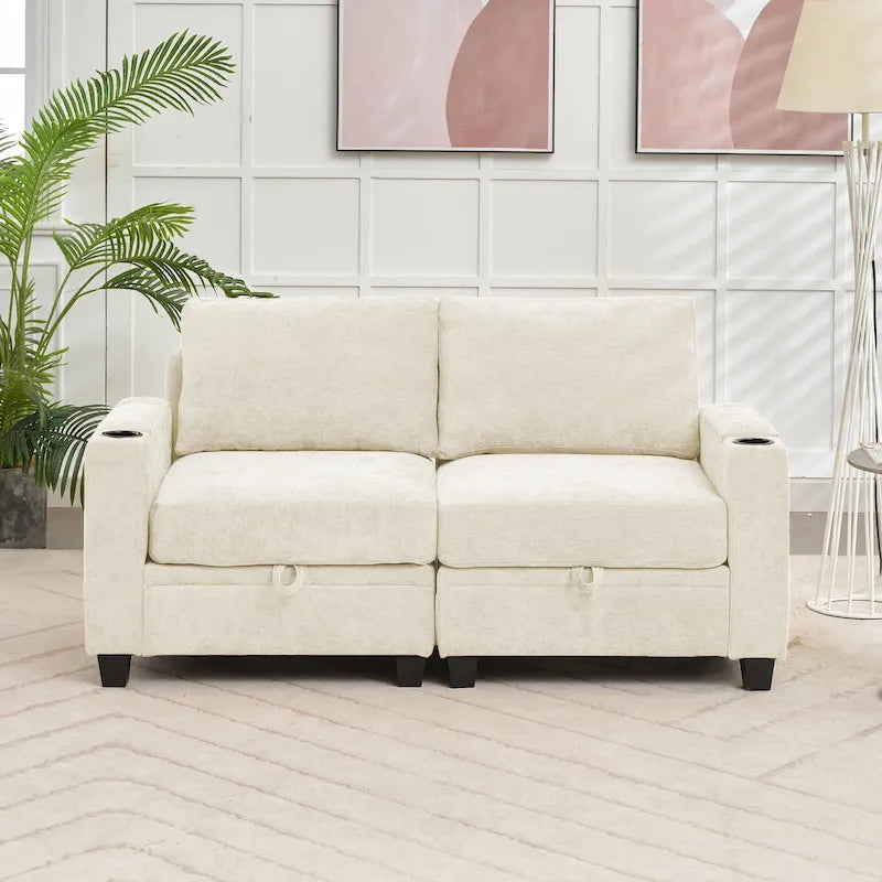 Versatile Chenille Storage Loveseat Sofa - image 4